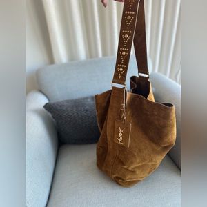 Saint Laurent Suede Studed Hobo Bag